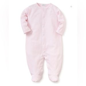 Kissy kissy pink and white dot print footie